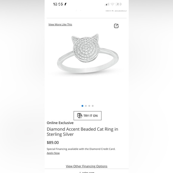 Diamond sterling silver zales cat ring - Picture 2 of 4
